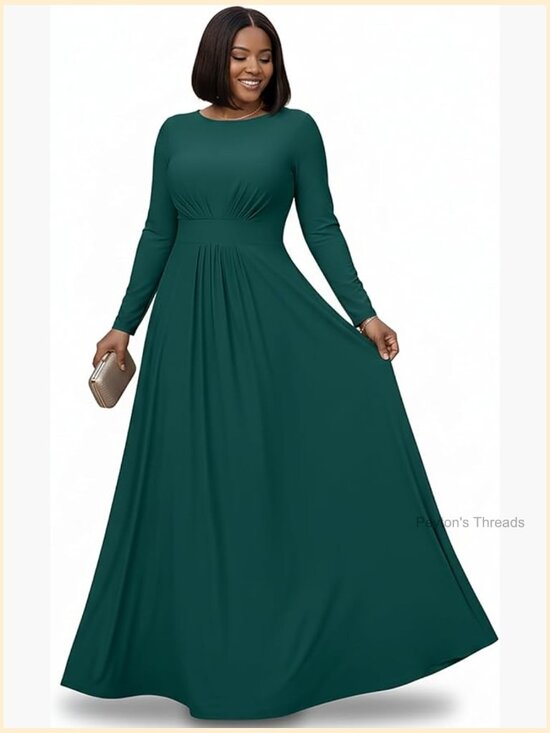 Dresses & Skirts - Long Sleeve Flowy Empire Waist Maxi Dress Gown